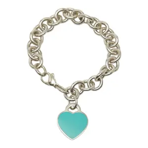 Pre-owned Tiffany & Co. Sterling Silver 925 (Ag925) Small Leather Goods Return to Heart Tag SV925 Bracelet