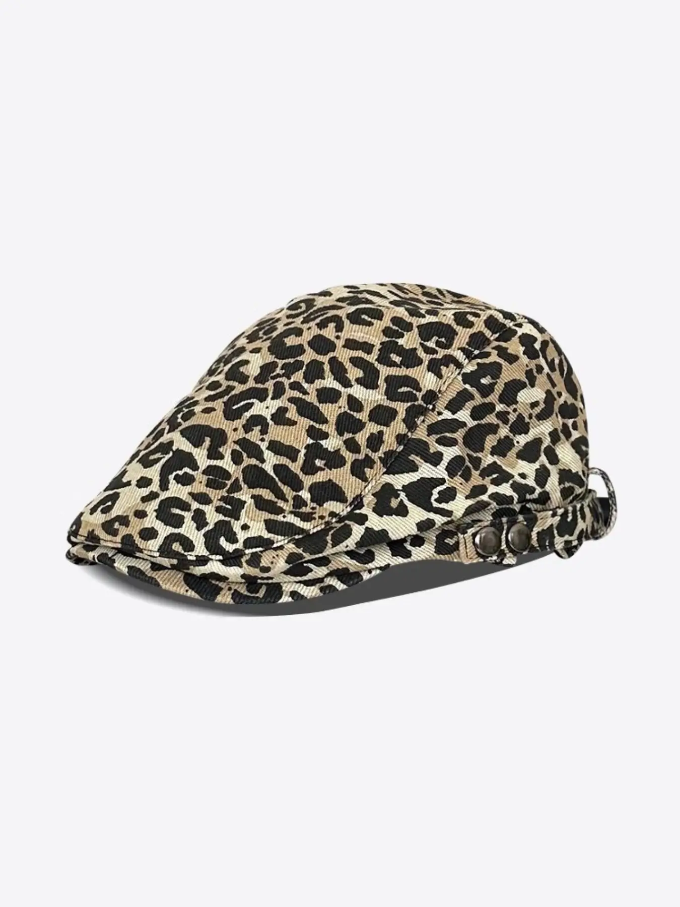 Y2K Leopard Print Unisex Newsboy Cap, Vintage Ivy League Hat, Stylish Streetwear Taxi Driver Cap, Casual Punk Style, Snapback Hat Cap, Animal Print Snapback