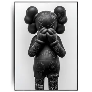 Kaws Black/White Graffiti Poster, Hypebeast Toys Poster, Figure Printable Wall Art, Minimalist Hypebeast Decor, Gift for Boyfriend, No Frame