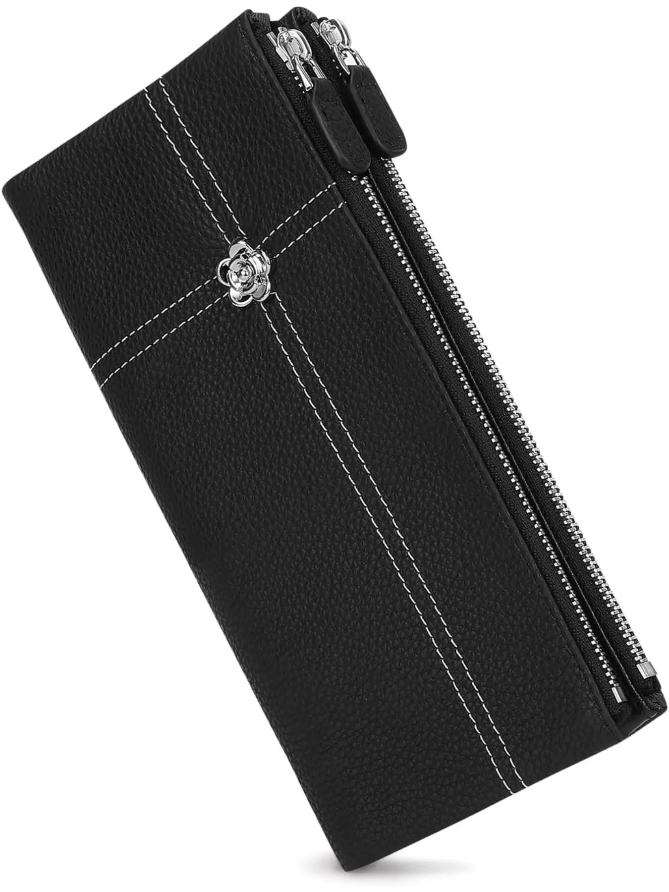 Pomelo Best Slim Thin Leather Blocking Credit Card Holder Bifold Clutch Wallets for Women Black