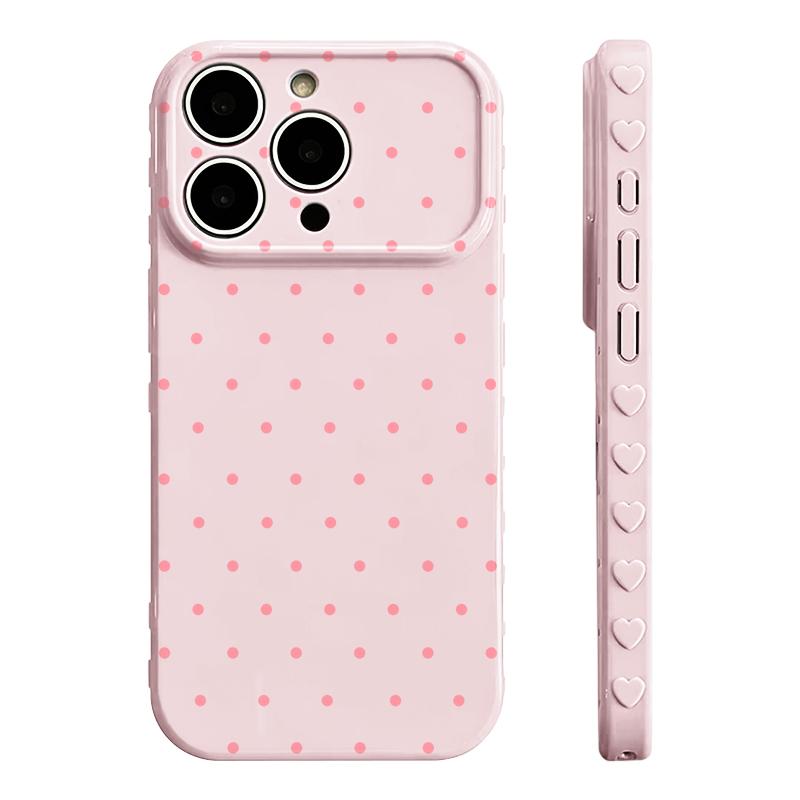 Cute Polka Dot And Heart Themed Phone Case Slim Lightweight And Scratch-Resistant For Everyday Use Minimalist And Cute Design For Apple 17 16 15 14 13