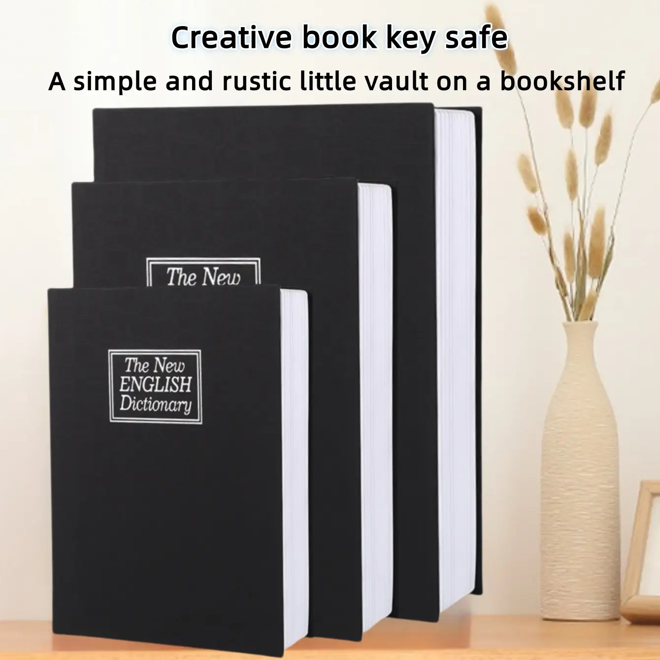 Secure Bookcase Safe Box with Key, Hidden Compartments for Cash Jewelry Valuables, Durable Iron Structure, Stylish Design, Bookshelf, Security Safe Box, Hidden Safebox