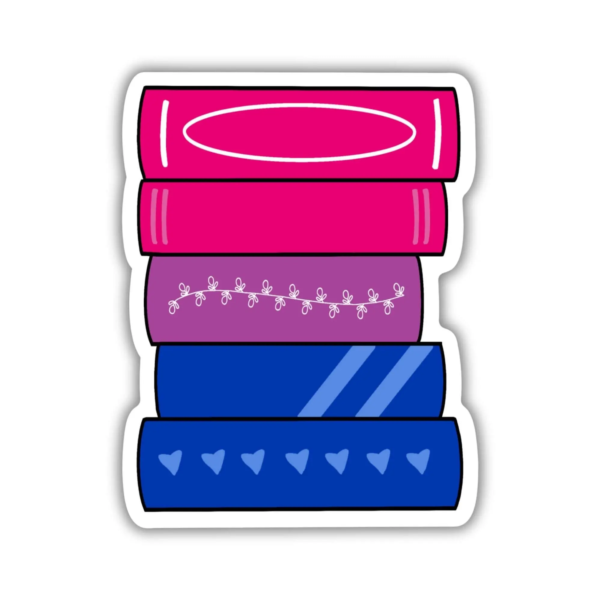 Bisexual Pride Flag Book Stack Sticker
