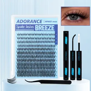 ADORANCE 142pcs Spider Lash Clusters Wispy Eyelash Clusters Natural Breeze Lashes Cluster Venus Cluster Eyelash Extensions D Curly Cosplay Individual Lashes with Invisible Band DIY at Home 8-16mm + Bond & Seal + Lash Applicator Makeup Eyelashes Extension