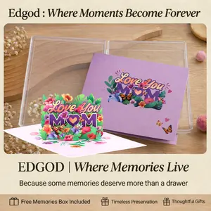 Edgod "Love You Mom" 3D Pop-up Card - Premium Acrylic Keepsake Box