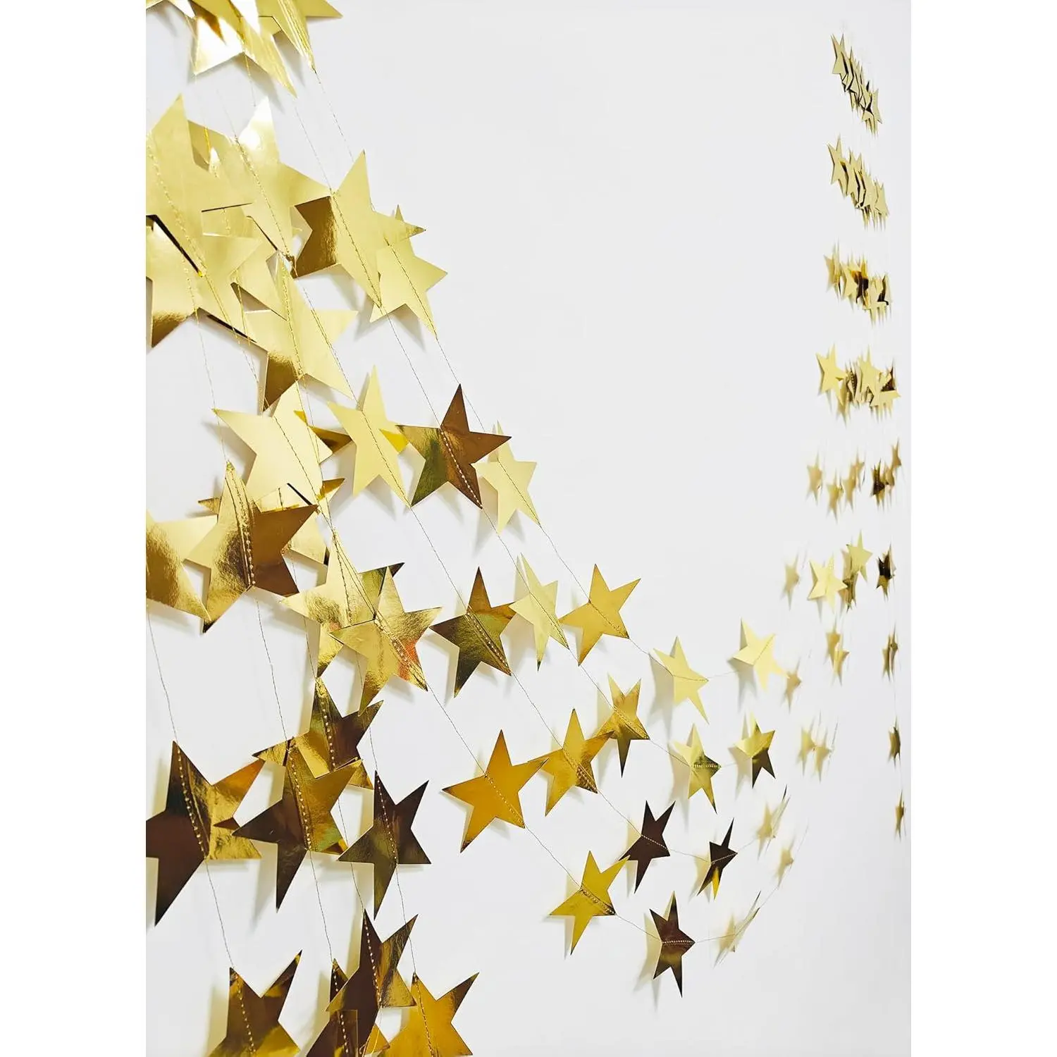 4-Pack Glitter Gold Star Garland Twinkle Twinkle Little Star Decorations for Christmas Baby Shower Birthday 4" x 13ft Each Holiday Party Hanging Decor