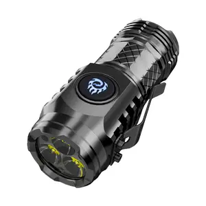 2024 New Three-Eyed Monster Mini Flashlight, Rechargeable Led Flashlights High Lumens, Slim Portable Pocket Compact Torch, for Kids/Night Reading/Party/Camping/Emergency/Hunting (Black)