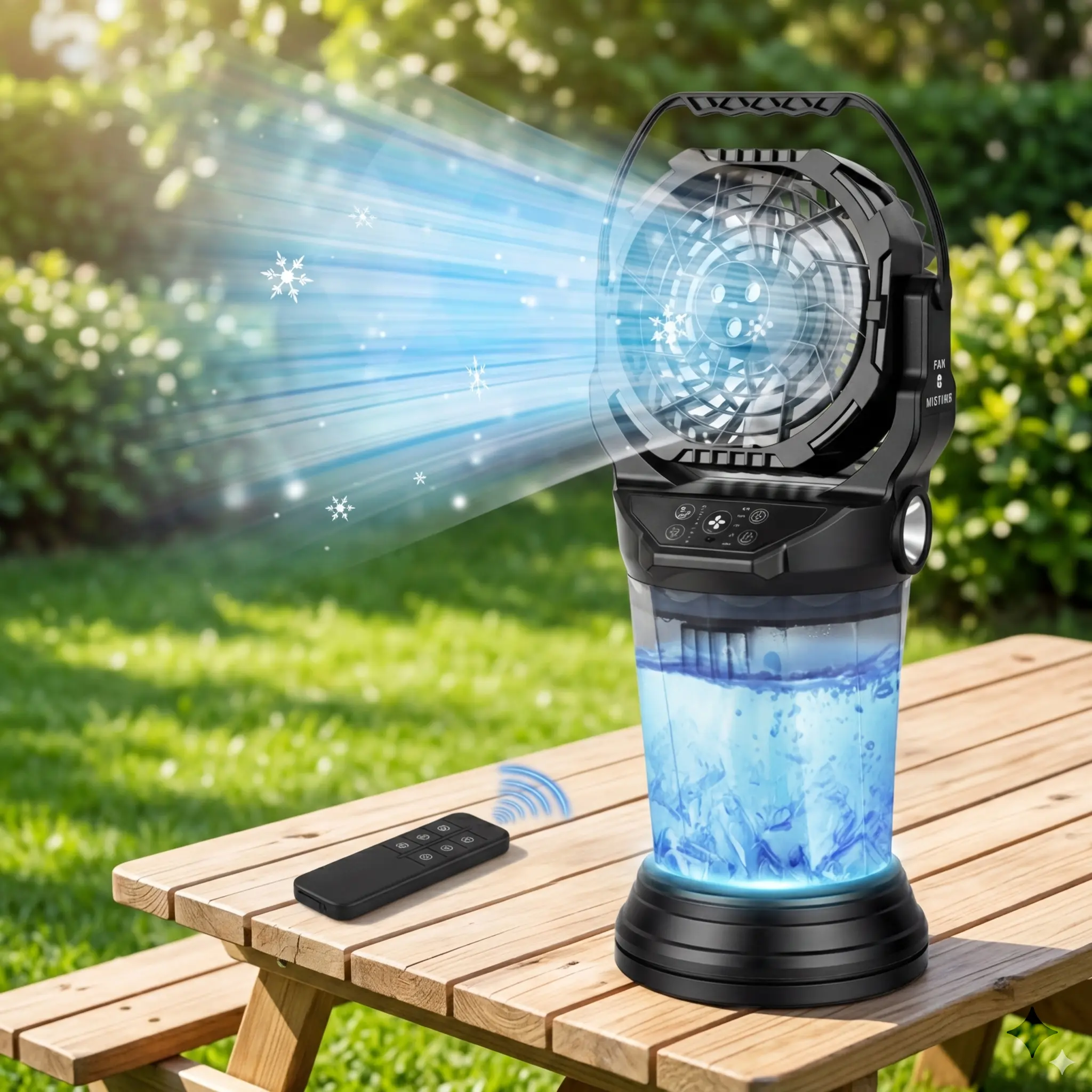 20000mAh Portable Misting Fan with 6L Water Tank, Rechargeable Battery Operated Outdoor Fan with LED Light & Remote, 56H Runtime Personal Cooling Mist Fan for Camping, Patio, Desktop Mothersdaygift
