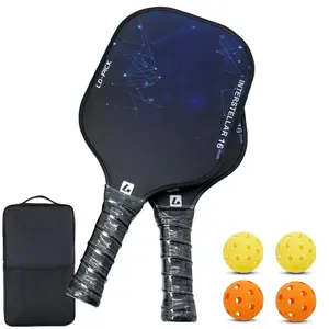 Fiberglass Pickleball Racket with 2 Pickleball Paddles,4 Indoor Outdoor Pickleball Balls and Pickleball Bag,Durable Fiberglass Surface with Polypropylene Honeycomb Core,Suitable for beginners