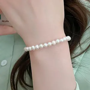 S925 Silver Natural Freshwater Pearl Bracelet for Women French Style High-end Beaded Niche Jewelry
