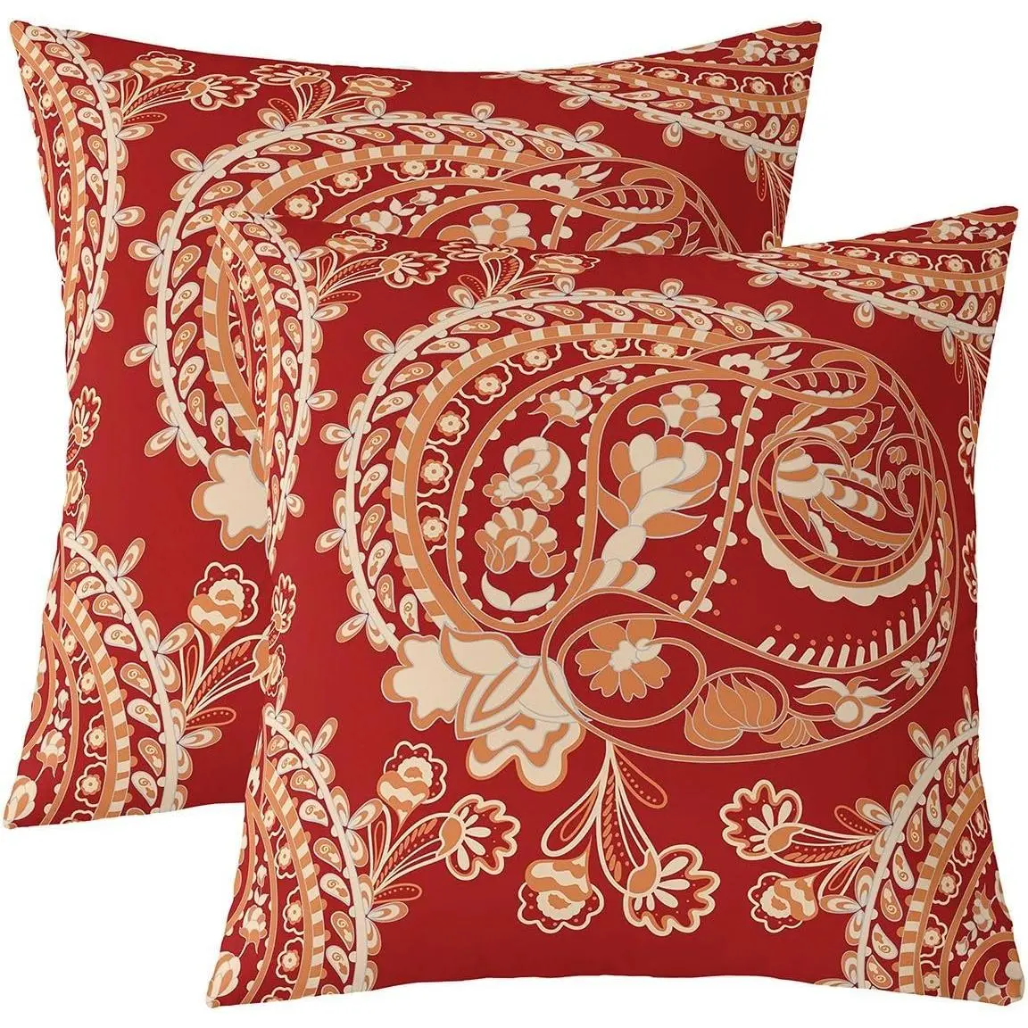 Paisle Cushion Covers Boho Paisley Print Throw Pillow Covers Soft Bohemian Style Decorative Throw Indian Style Red Cushion Cases