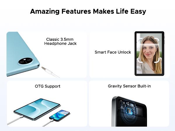 P10 10.1" Android 16 Tablet with Keyboard & Pen, case, 48GB+128GB, 7000mAh, 90Hz Display, Unisoc T310 Quad-Core, Dual Speakers, Gemini AI Tablet, Blue