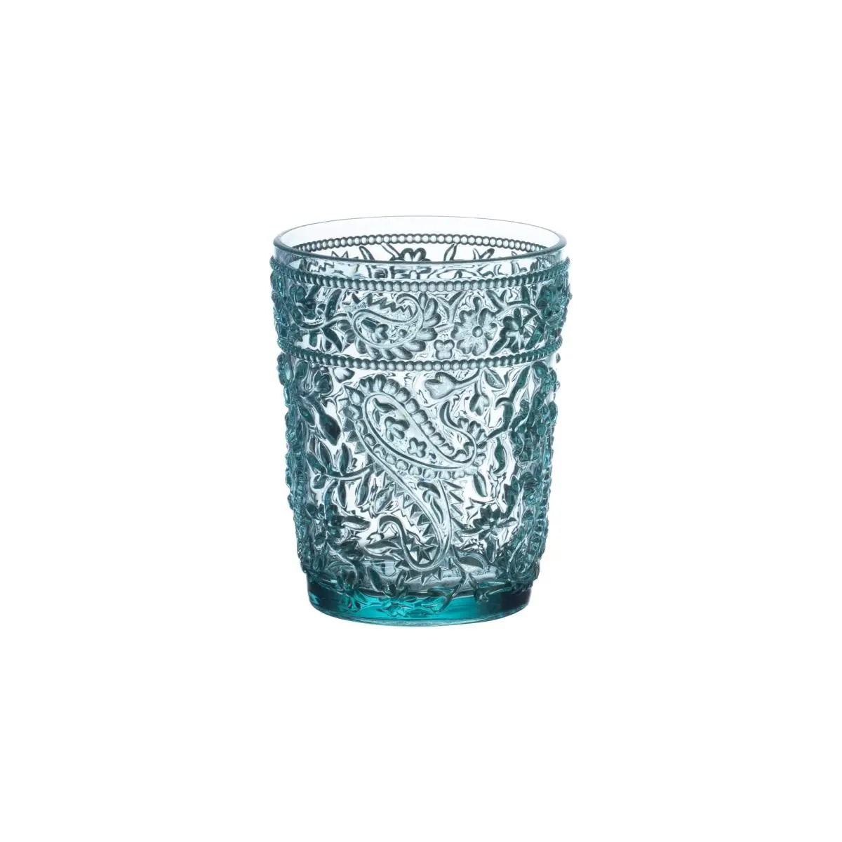 LEADINGWARE GROUP AS-1011TS Paisley Food-Safe Plastic-Acrylic Round Bowls, 4-Piece 13 fl. oz Turquoise Set, Indoor-Outdoor Kitchen Tableware with Calming & Alluring Presence, Decorative Accents for Double Old Fash. Occasions