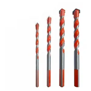4-Piece Carbide Cross Drill Bits, Sizes: 6/8/10/12mm. Ideal for drilling holes in walls, concrete, brick, ceramic, marble, tile, metal, wood and plastic.