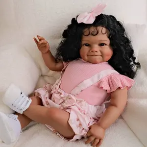 Lifelike Toddler Reborn Baby Dolls Black Girl 24inch Realistic Newborn Handmade Real Life Baby Dolls with Clothes and Toy Gift for Kids Age 3+