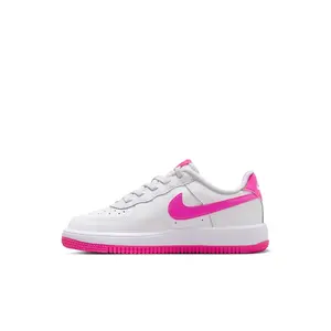 Little Kid's Nike Force 1 Low EasyOn White/Laser Fuchsia (FN0237 102)