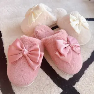 Satin Bow • Fuzzy Cozy Lounge Slippers