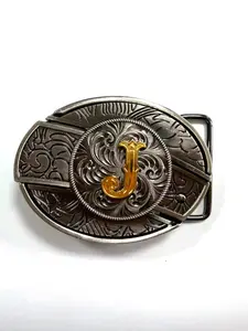 Western Cowboy Initial Novelty Belt Buckle, Unisex Multifunctional Smooth Ring, Casual All-Season Animal Pattern, Waistband Buckle, No Ca Prop 65