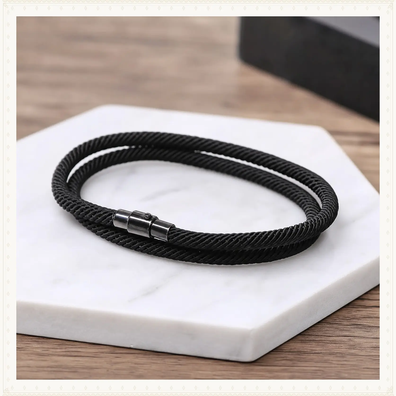 Magnetic Closure Double Row Nylon Milan Cord Nylon Rope Wrap Bracelet 15 Inches
