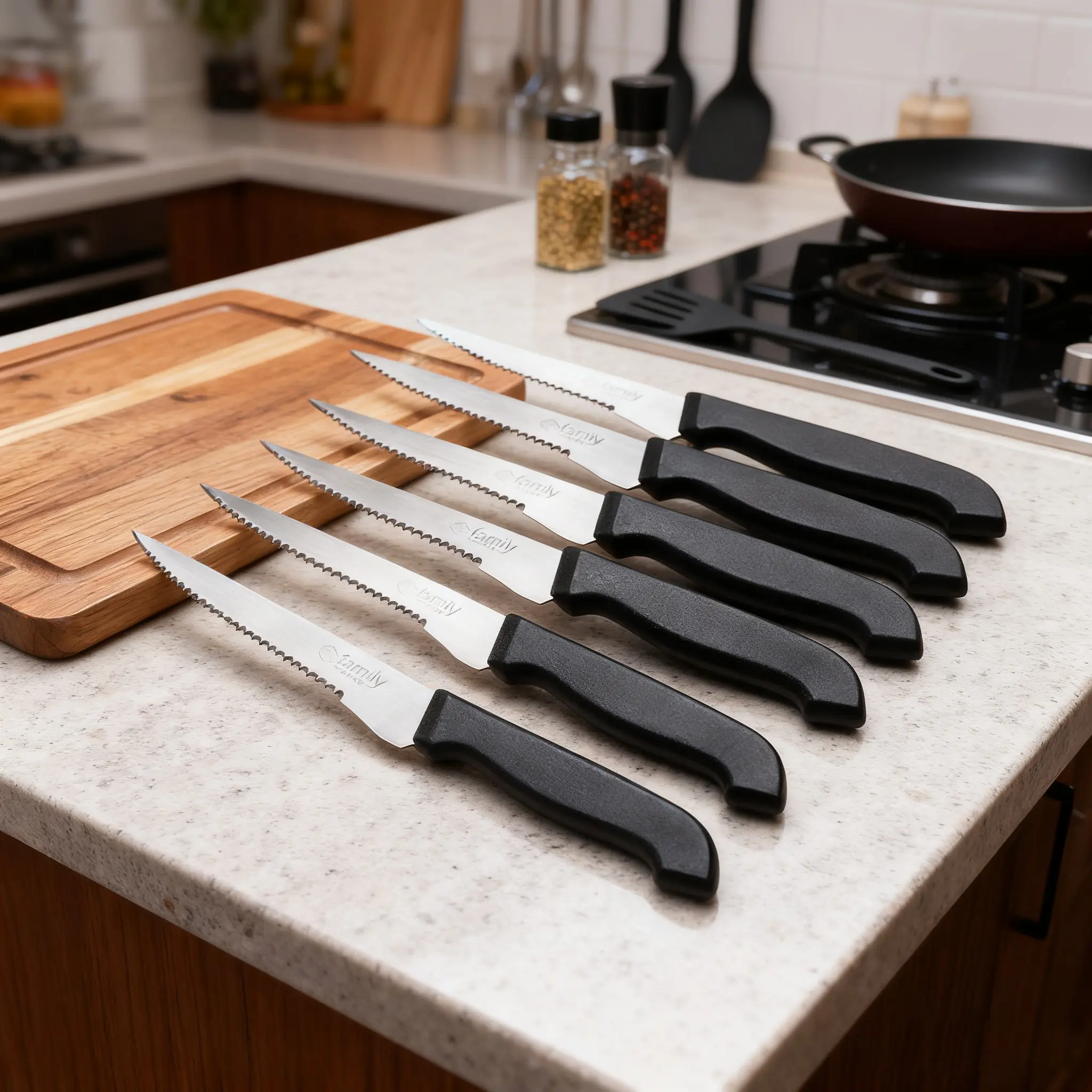 High-carbon stainless steel steak knife, with anti-sticking ergonomic ABS handle, steak knife suit, kitchen and dining room tableware set-serrated steak knife, rust-proof and portable, suitable for barbecue, camping and indoor use, a good gift.