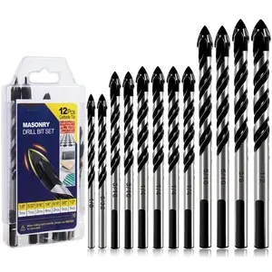 12-PCS Masonry Drill Bit Set & Concrete Drill Bit Set, 1/8 to 1/2 inch Professional Carbide Drill Bits Tip for Glass, Tile, Brick, Cement Concrete Plastic Wood etc. Masonry Drill Bits Set by DYRECELVE