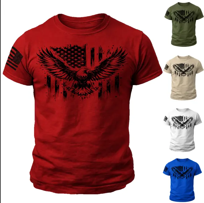 New Men's Distressed American Eagle Flag T-Shirt Patriotic Graphic Comfortable Fit Casual Wear for Men unisex shirt
