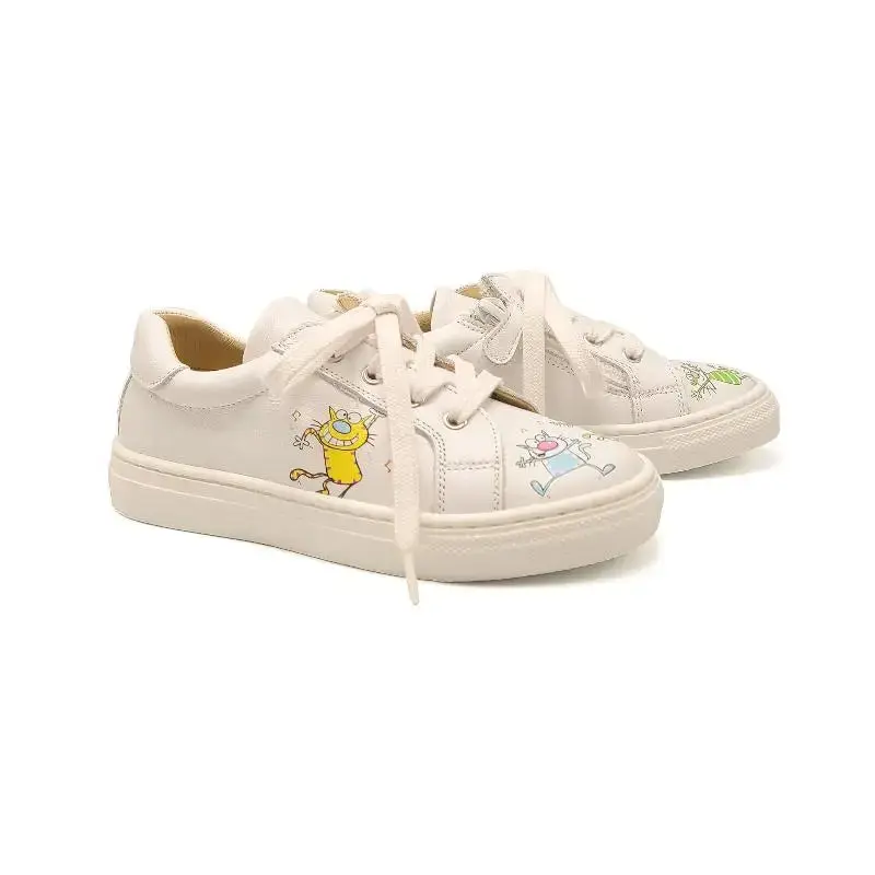 Andanines White Dancing Cats Sneaker
