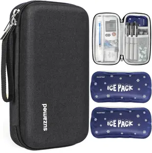suzamed Insulin Cooler Travel Case,EVA Insulation Travel Medicine Kit with 2 Ice Packs for Diabetes Care,Insulin Pen and Other Diabetic Supplies