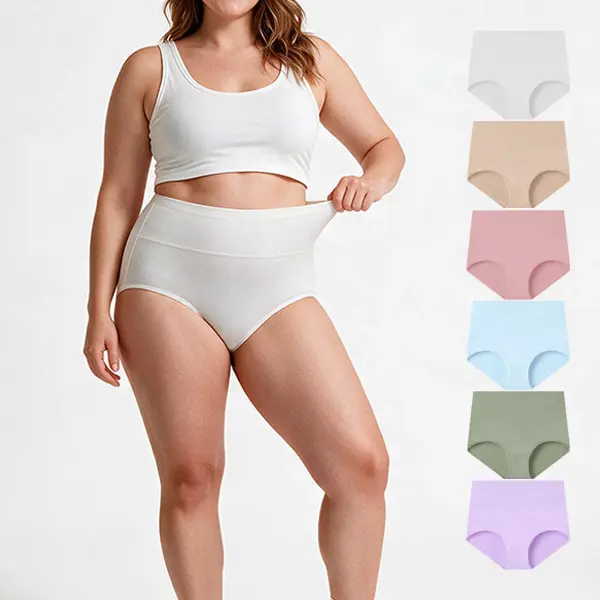 MhzyCaus 6-Pack High-Waisted Cotton Women's Panties, Satin-Smooth & Fresh, Plush Full Coverage Briefs for All-Day Motion, Resilient & Wash-Proof, Ever-Ready Comfort lady panty breathable comfortable knicker underwear stretch basic rise fit solid