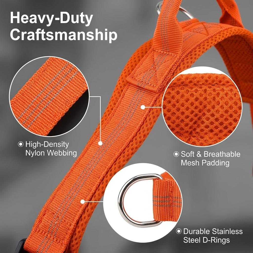 Dog Comfortable Harness - Easy to Fit No-Pull Design Safe Secure and Comfortable Ideal for All Dogs - Resistant Lightweight Straps - Adjustable Straps for Perfect Fit