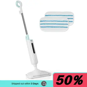 Steam Mop with 2 Machine Washable Dirt Grip Pads, Removable Water Tank, Lightweight, Steam Cleaner for sealed Hard Floors, Marble, Stone, Hardwood, Tile, Laminate, White/Seafoam Steam Mop for Floor Cleaning,Lightweight Floor Steamer Cleaner for Hardwood/T