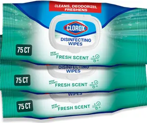 Clorox Disinfecting Wipes Flex Pack, Bleach Free, Fresh Scent, 75 Count, Pack of 3 (Pack May Vary)