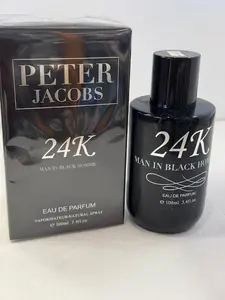 Peter Jacobs 24K MAN IN BLACK Homme 3.4 oz Eau de Parfum for Men Regular Edition Sealed Box