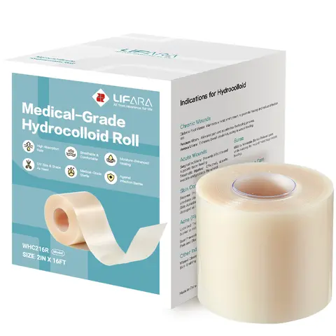 LIFARA Medical-Grade Hydrocolloid Wound Care Roll - 2in x 16ft, 11.8mil Thick Self-Adhesive Bandage, Cut-to-Size, Flexible, Waterproof, Ultra-Absorbent Single Item for Wound Healing, Includes Acne Plasters & Dressing Supplies (First Aid Essential)