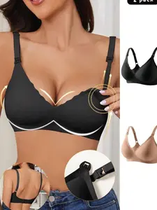 2pk Seamless Nursing Bras for Moms - Solid Color Maternity Comfort & Breastfeeding