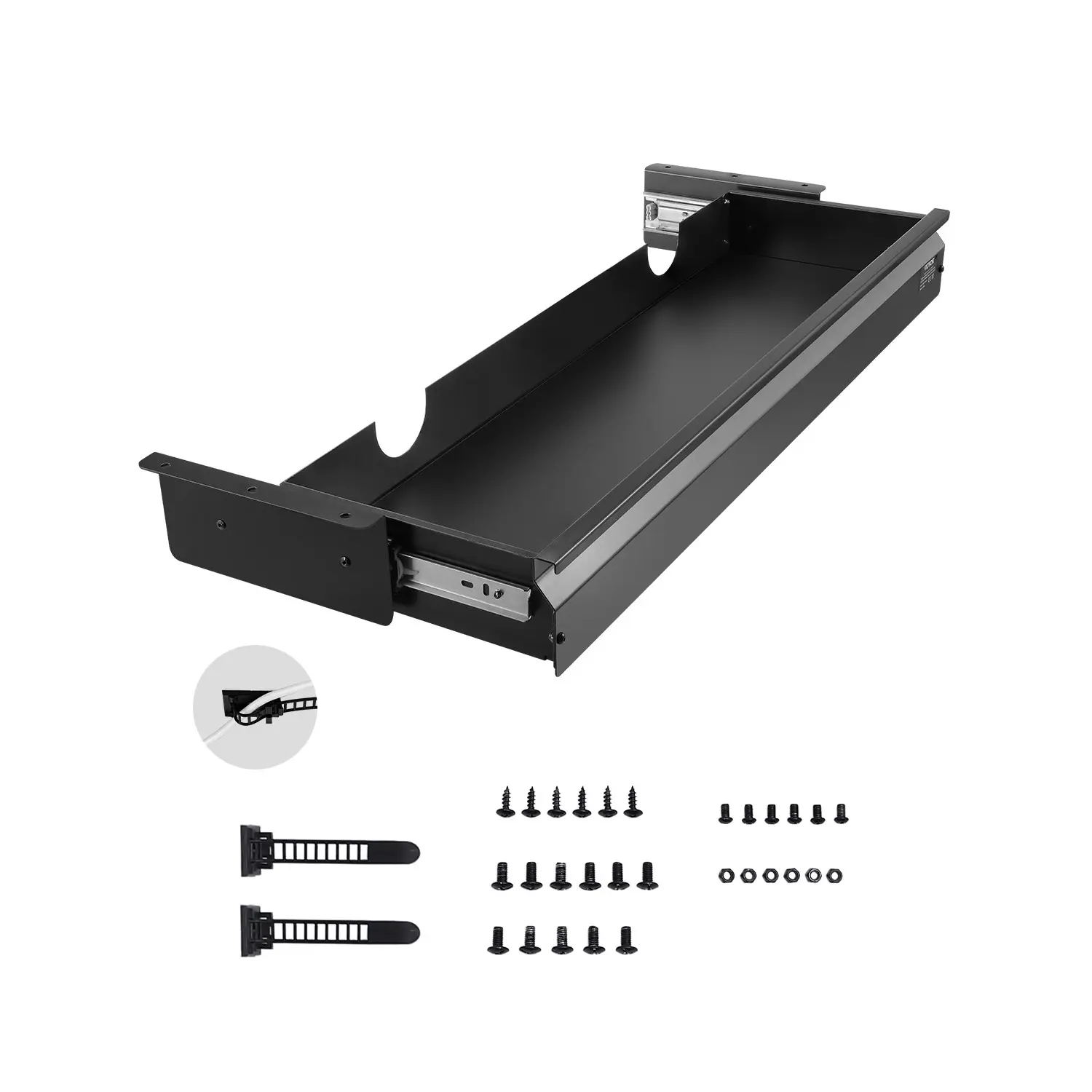 【Summerfinds】VEVOR 33" Wide Under Desk Drawer Slide Out, Under Desk Mounted Pull-out Drawer Attachment, Hidden Desktop Storage Organizer, Under Table Pencil Drawer for office Home Sit Stand Workstation, 33x9x4 in