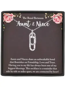 The Bond Between Aunt & Niece Forever Name Engraved Pendant Charm Necklaces Gift Jewelry Gift Set with Box and Card, Birthday Christmas Gifts