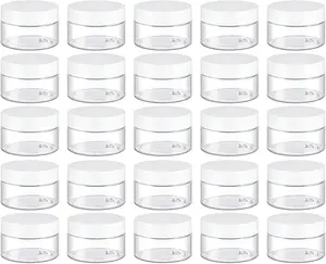 24 Pack 1 Oz Plastic Jars White Lids, 1Oz Small Plastic Containers  Lids  Cosmetic Makeup Beauty  No brand