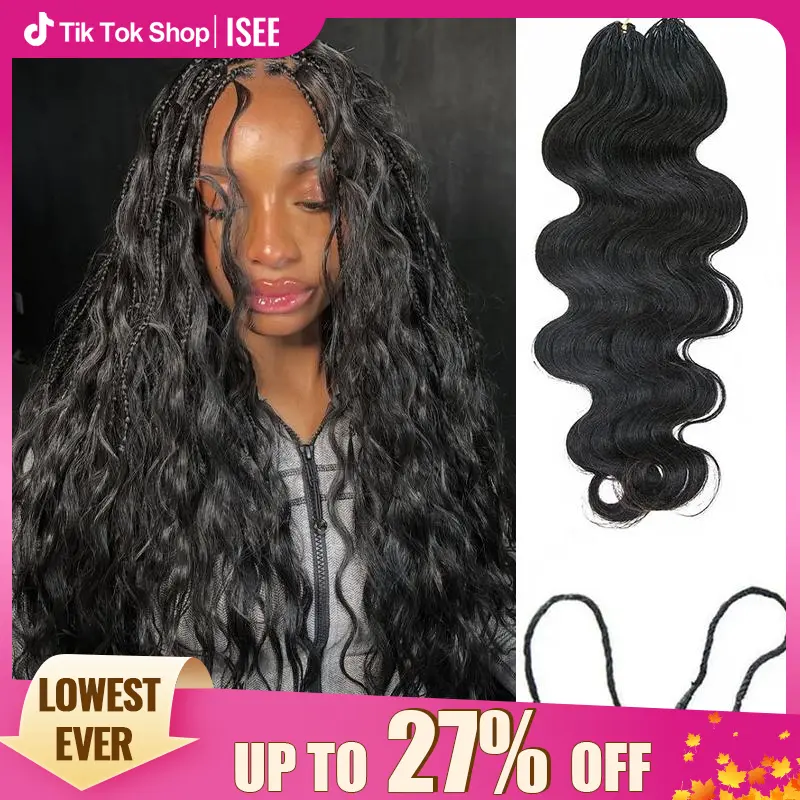 ISEE HAIR Human Hair Body Wave Crochet Braids Extensions Knotless Pre-Separated Miracle Knots Crochet Hair Lightweight Soft Natural Look Protective Style Boho Braids Vacation Hair Summer Hair 50g/Pack#SoHoChic #TikTokShopBackToSchool