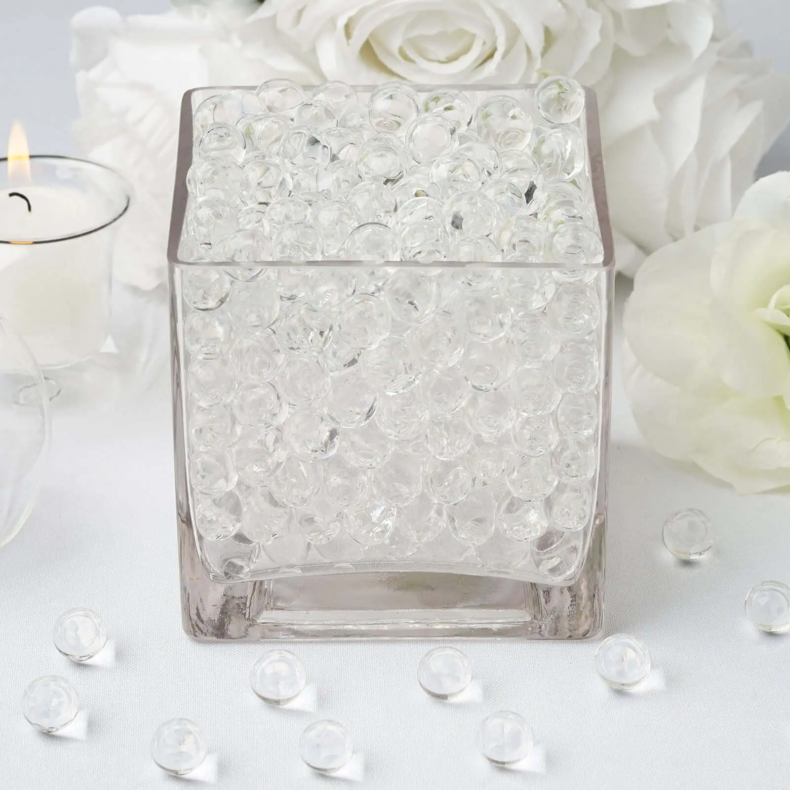 200-250 Pcs Water Gel Beads Vase Filler Clear - Small Nontoxic Jelly Balls for Floating Candles & Floral Displays