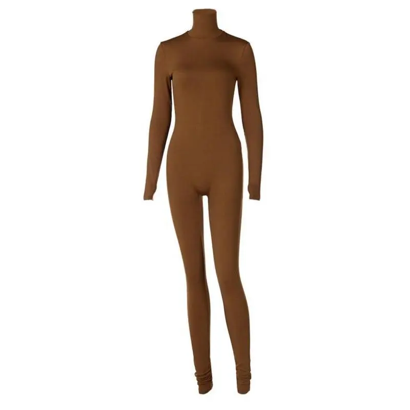 Luxury 2026 Women’s Plain Turtleneck Body Sculpting Jumpsuit, Stretchy Womenswear for Matching Workout Sport Wear, Every Season, On The Go, Versatile, Work Style, Tailored Style, Fashion, Breathable, Simple Style