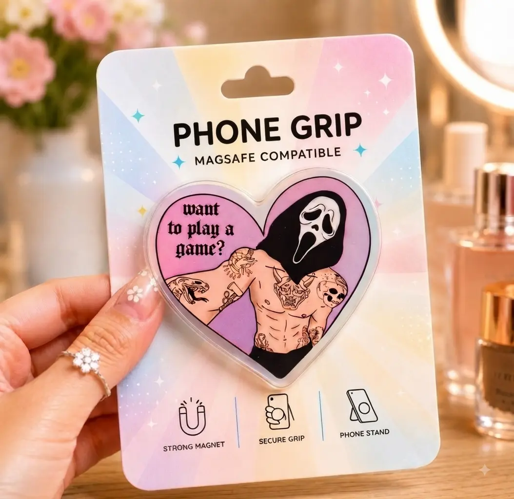 Want to play a game Phone Grip – Ghost PopSocket, Ghost Face Phone Grip, Aesthetic Bookish Phone Holder, Teen & Adult Reading Accessory
