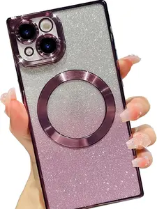 iPhone 15 Case Glitter Magnetic Compatible with MagSafe Full Camera Lens Protection