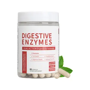 ESUNM Digestive Enzymes Capsules with Multi Enzymes Organic Prebiotics & Probiotics for Meal Time Discomfort Relief Bloating Optimum Dietary Fiber Gut Health 60 Capsules