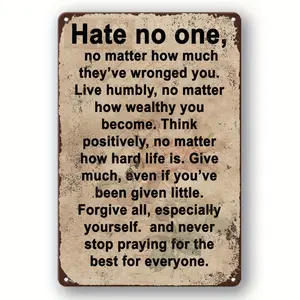 1PC 2D Flat Retro Style Iron Metal Sign, Vintage Plaque Decor, Wall Hanging Art with Positive Message, Waterproof Windproof, Multi-Purpose, Suitable for Home, Office Decoration, No Electricity Required, Room Decor, Home Decor Products