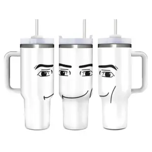 Roblox Man Face 40oz Stainless Steel Insulated Tumbler Keeps Drinks Hot Cold Non-Slip Base Easy-Clean Fits Car Cup Holders,Festive Gift,Halloween Gift