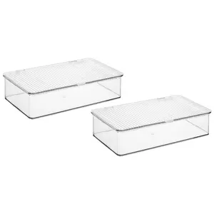Sorbus Set of (2) Storage Bins for Fridge & Pan try with Lids