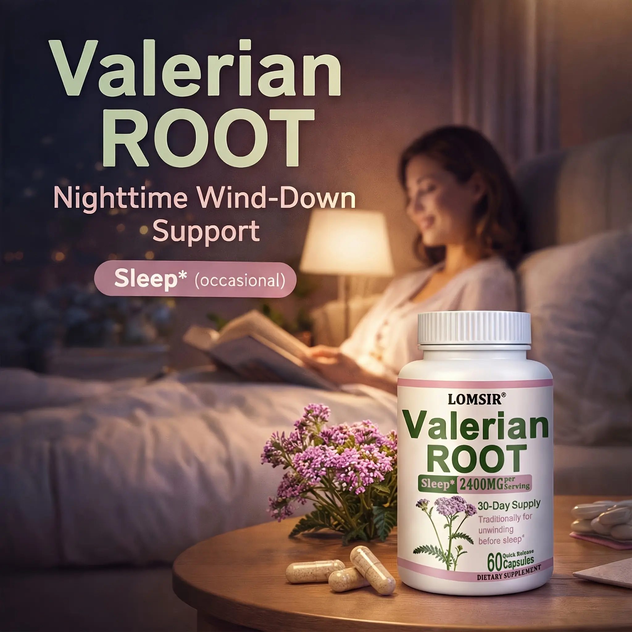 Valerian Root 2400mg - Promotes Relaxation and Calmness, Healthy Sleep, Highly Absorbable, Herbal Blend for Men and Women - 60 Capsules