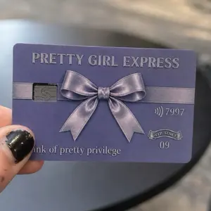 Pretty Girl Express Debit Card Skin Sticker 2 Pack Purple Bow Vinyl Cover