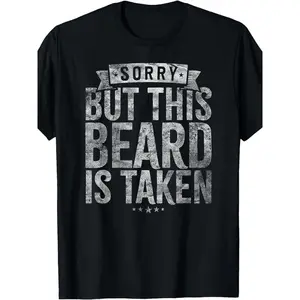 Men'S Plus-Size Funny Sorry This Beard Is Taken T-Shirt |   100% Oversized Casual Tee with Beard Print, Loose Fit, Short Sleeve, Crew Neck, Machine Washable, Humorous Gift for Bearded Men Crewneck Menswear Tshirt